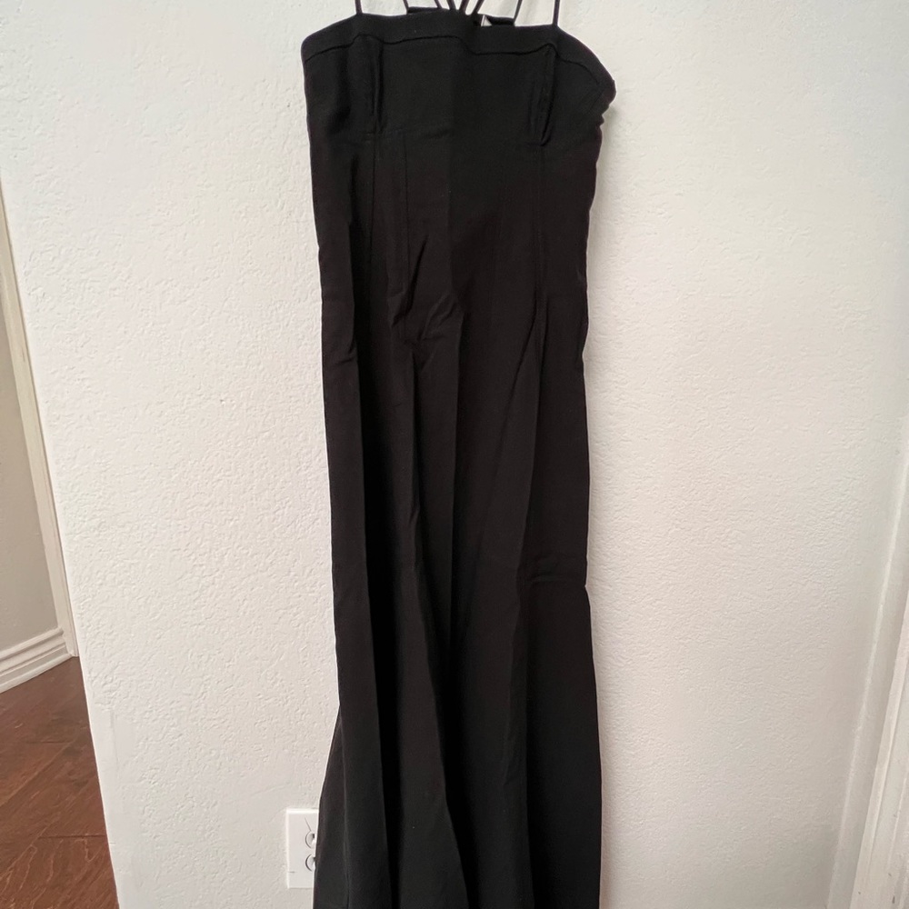 Blogger's Fav Zara LINEN BLEND CORSET MIDI DRESS Black  XS
